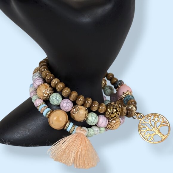Set of 3 Bohemian Stretch Bracelets - Picture 1 of 5